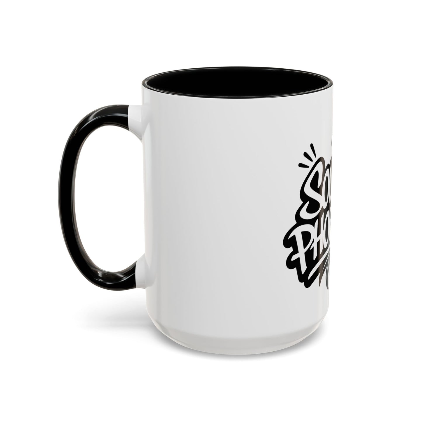 South Phoenix Life Accent Coffee Mug - Unique Gift for Coffee Lovers, Personalized Drinkware, Home Barista, Black & White Design