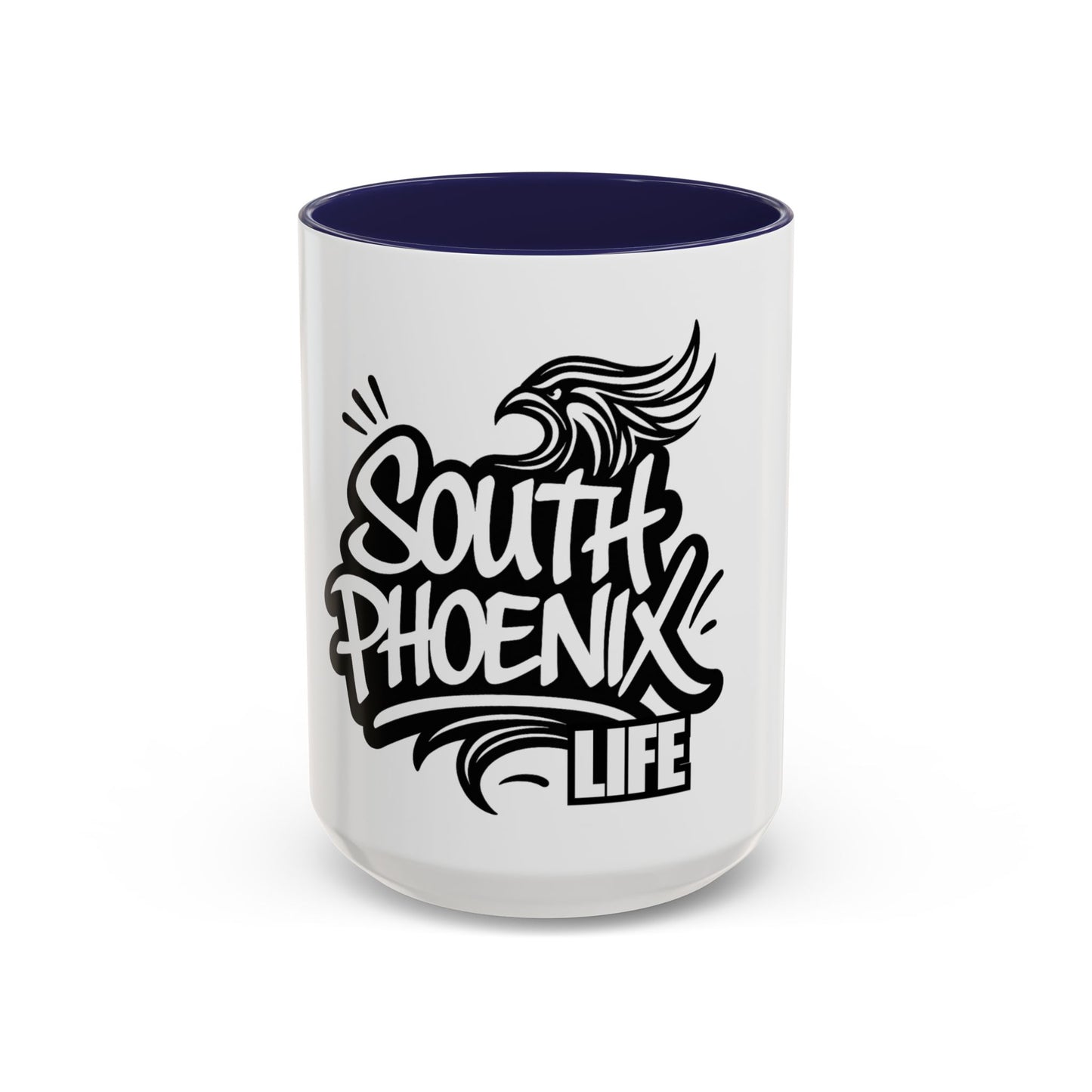 South Phoenix Life Accent Coffee Mug - Unique Gift for Coffee Lovers, Personalized Drinkware, Home Barista, Black & White Design