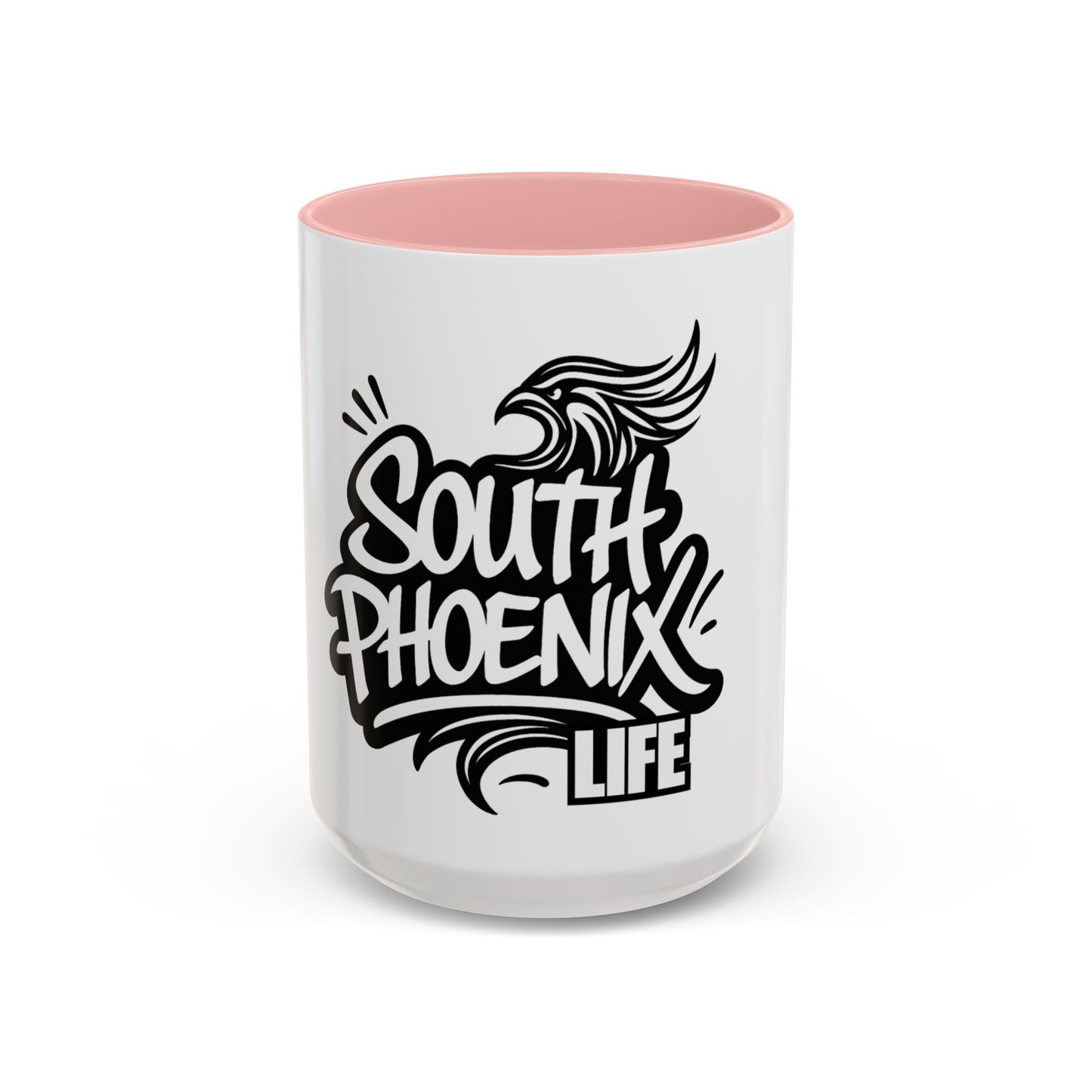 South Phoenix Life Accent Coffee Mug - Unique Gift for Coffee Lovers, Personalized Drinkware, Home Barista, Black & White Design