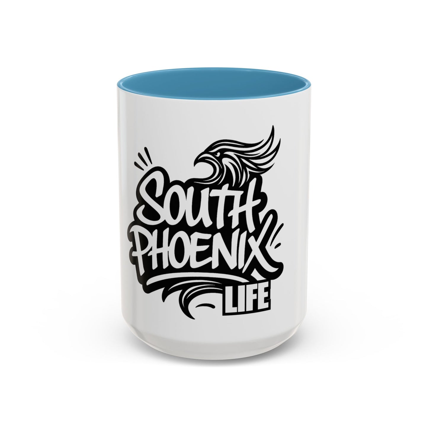South Phoenix Life Accent Coffee Mug - Unique Gift for Coffee Lovers, Personalized Drinkware, Home Barista, Black & White Design